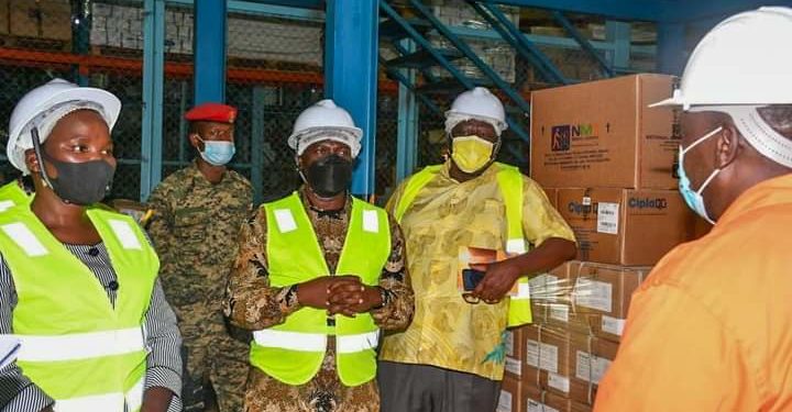 Richard Todwong visiting Uganda Medical Stores in Entebbe
