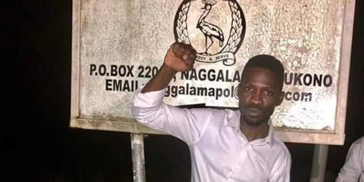 Bobi Wine after being released from Naggalama Police Station
