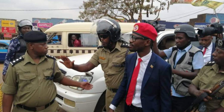 Bobi Wine being arrested after foiled consultation meeting recently