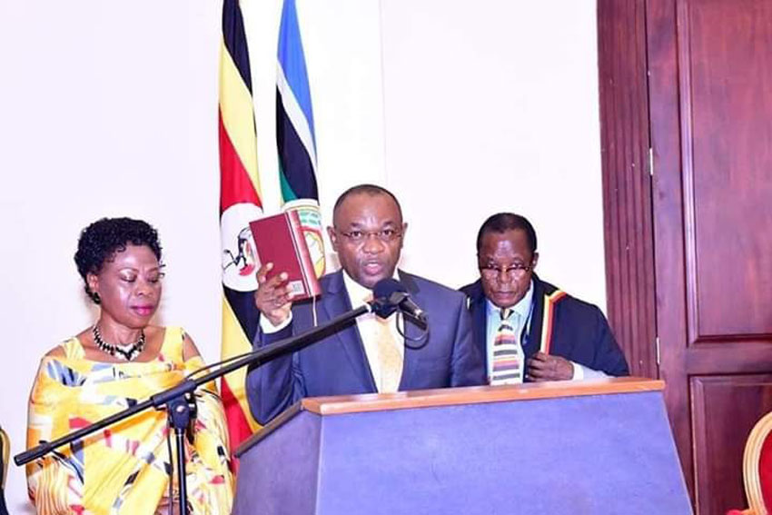 Rafael Magyezi swearing in as the new Minister for Local government