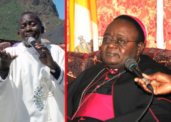 Fr. Anthony Musaala (left) and Archbishop of Kampala Dr. Cyprian Kizito Lwanga