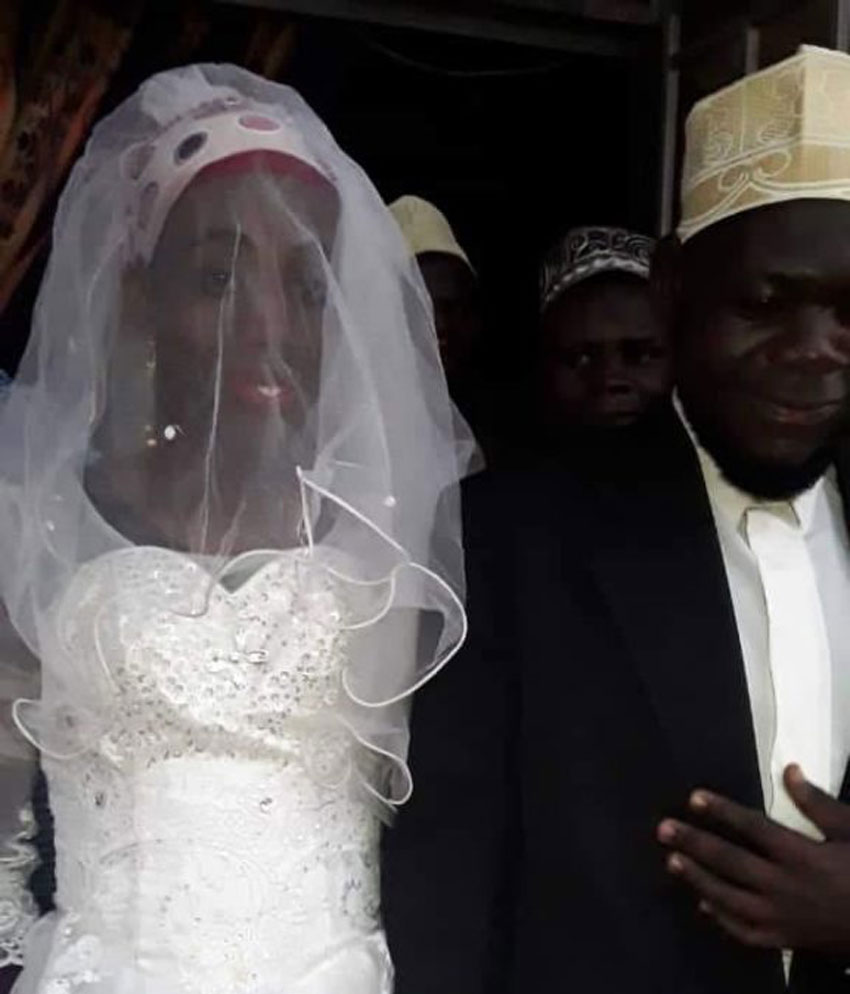 Sheikh Mutumba with 'Nabukeera' on their wedding in December last year