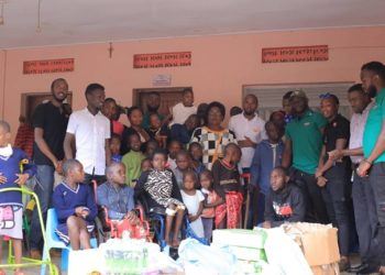 The Comedy Store Uganda team at Katalemwa Cheshire Rehabilitation Home on Tuesday