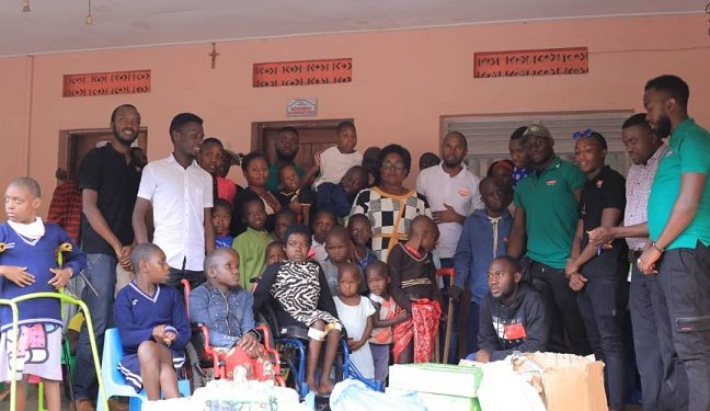 The Comedy Store Uganda team at Katalemwa Cheshire Rehabilitation Home on Tuesday