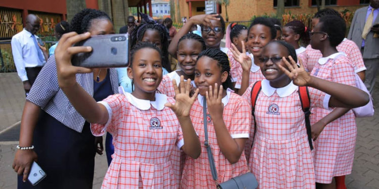 Some of the KPS candidates celebrating after receiving their 2019 PLE results