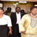 Kadaga (R) with the Fund Manager, Mirember after the closure of the meeting