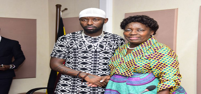 Eddy Kenzo with the Speaker of Parliament Rebecca Kadaga