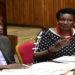 Amelia Kyambadde (R) with State Minister for Industry, Hon Michael Werikhe appearing before the Committee on Trade
