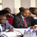 The Accountant General, Lawrence Semakula( L) and Secretary to the Treasury, Keith Muhakanizi (to his left) appearing before PAC-Central