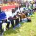 Steven Bogere and the late Jimmy Kisekka (Second-left) at Buddu technical bench recently. PHOTO BY BRIAN MUGENYI.