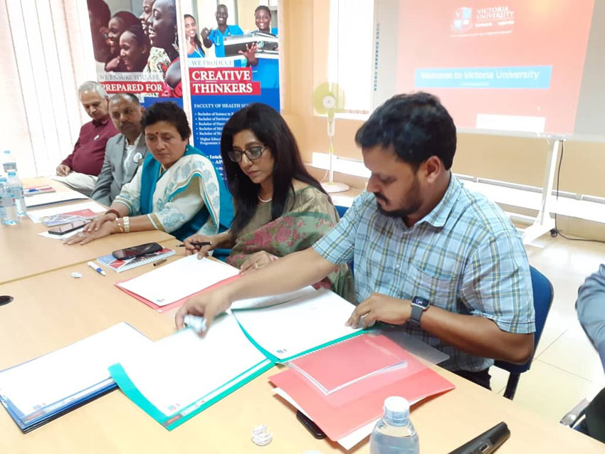 Victoria University officials meeting with a delegation from India