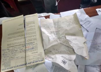 Some of the destroyed documents inside Mr Buzibu's office