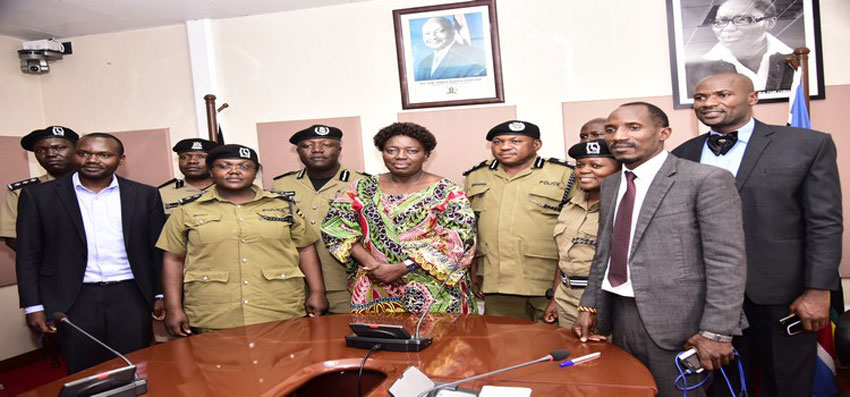 The Speaker with the police leaders and MPs after the meeting