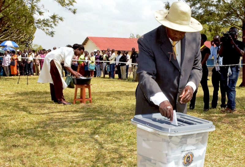 President Yoweri Museveni casting his vote in past election