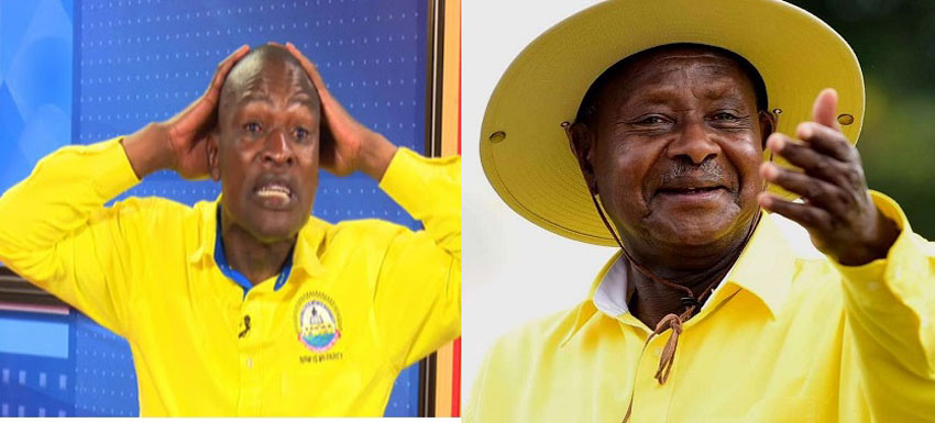 Eyali omwogezi wa Pulezidenti Joseph Tamale Mirundi ne Pulezidenti Museveni