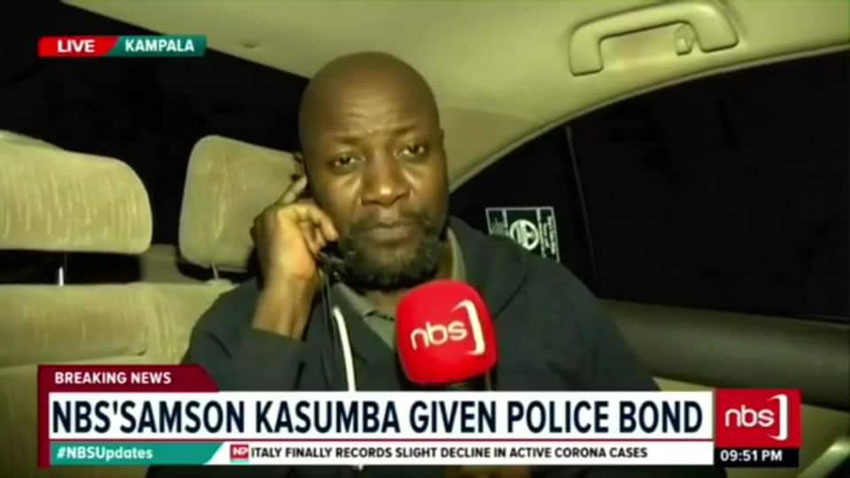 Samson Kasumba minutes after being released from detention