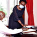 President Museveni with Health Minister Jane Ruth Aceng