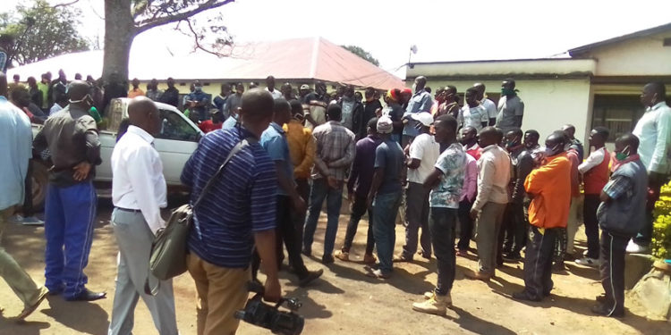 Boda boda riders at the Kabale district headquarters