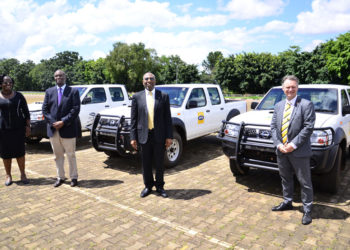 MTN CEO Wim Vanhelleputte with Prime Minister Ruhakana Rugunda