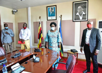 Events promoters Bajjo and Abtex with Speaker Kadaga at Parliament on Friday