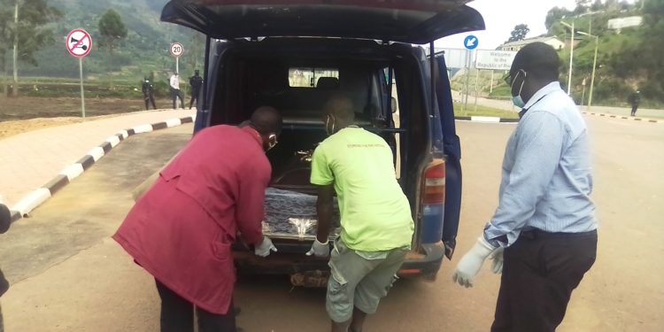 The body of Muhereza being handed over to Uganda on Monday this week