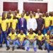 President Yoweri Museveni with Uganda Cranes players and officials at State House Entebbe last year