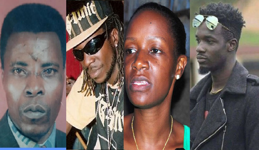 L-R: Herman Basudde, Dizzy Nuts, Susan Namaganda and Denis Rackla, all these celebrities died in car accidents