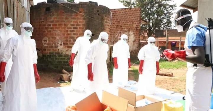 A team of officials from the Ministry of health and Red Cross trained to bury covid-19 victims