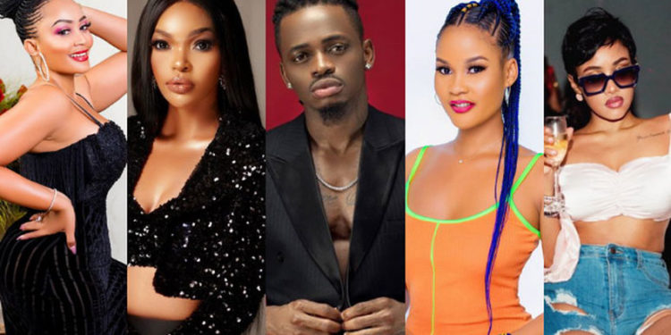 Singer Diamond Platnumz with some of his ex-lovers