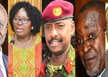 L-R: Amama Mbabazi, Rebecca Kadaga, Muhoozi Kainerugaba, Gilbert Bukenya and the late Apolo Nsibambi