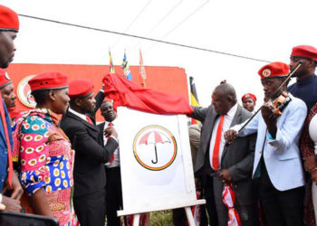 Bobi Wine and Moses Kibalama during the launch of NUP party in 2020