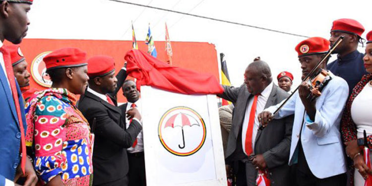 Bobi Wine and Moses Kibalama during the launch of NUP party in 2020