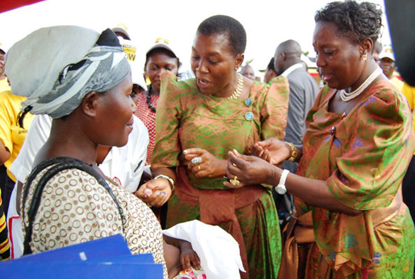 Salaamu Musumba [middle] and Speaker Kadaga [right]