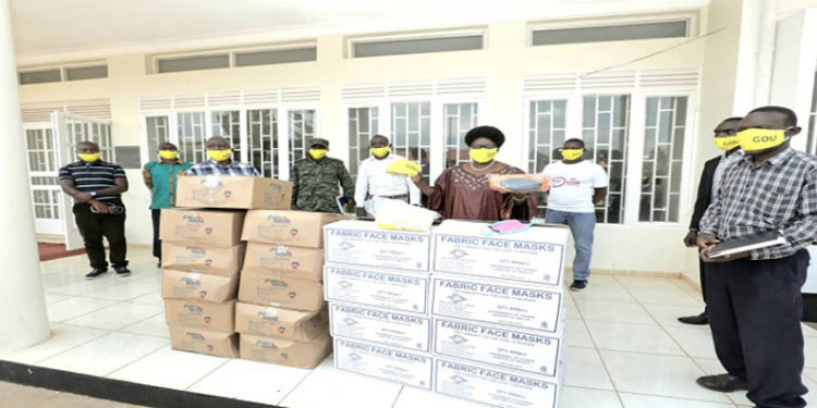 Kadaga at the launch of distribution of face masks in Kamuli district