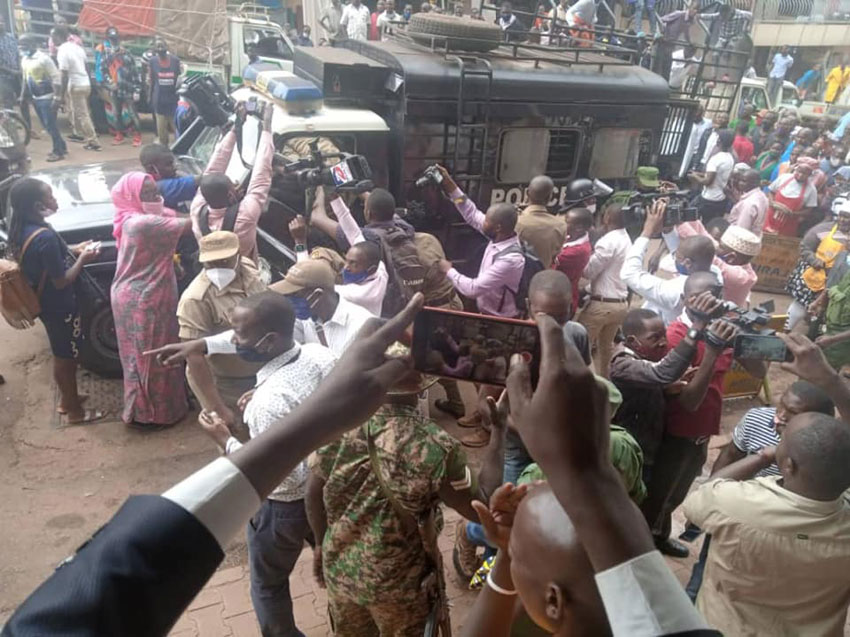 Stella Nyanzi being arrested on Wednesday