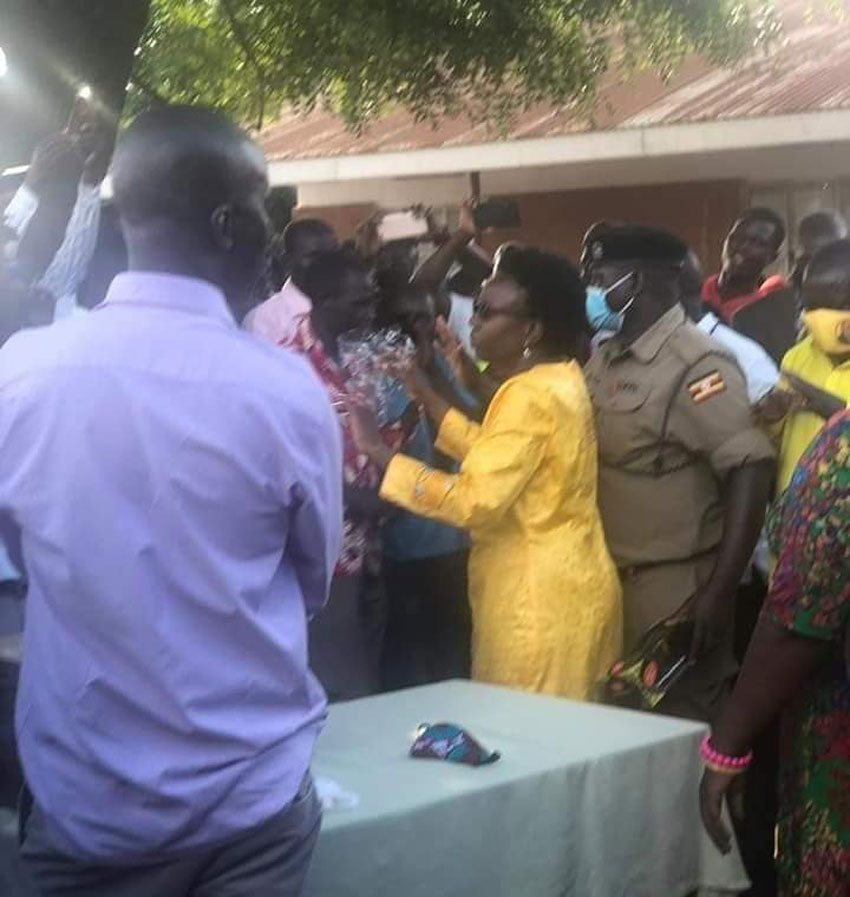 Health Minister Jane Ruth Aceng holding a public rally in Lira without putting on a facemask or observing social distance