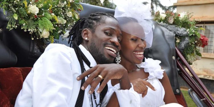 Bobi Wine and Barbie on their wedding day