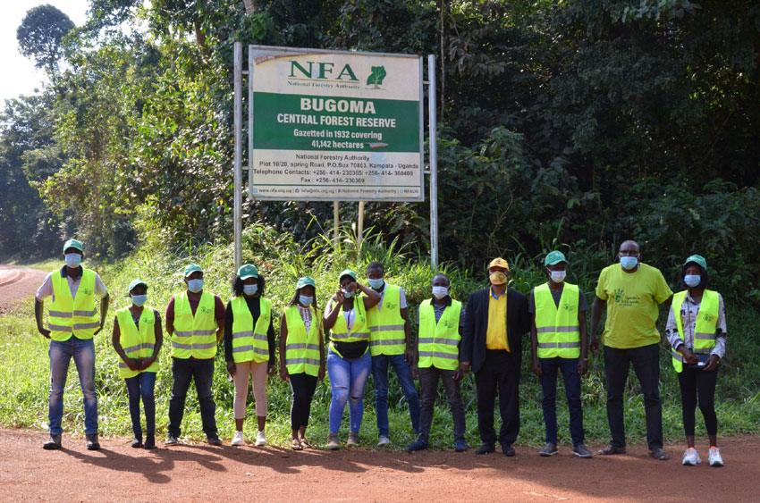 Environmentalists at Bugoma Forest on a fact finding mission