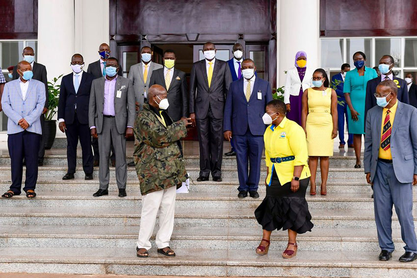 President Yoweri Museveni with the NRM Manifesto 2021 general elections committee