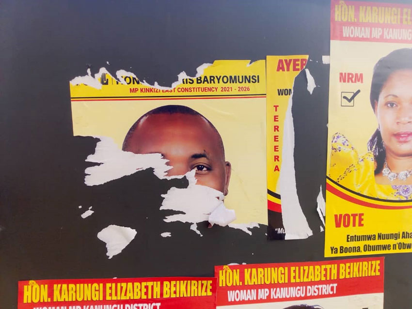 Minister Chirs Baryomunsi's defaced campaign poster