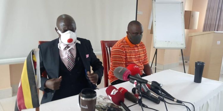 Basajjamivule addressing the media on Monday