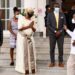 President Museveni with Sarah Kanyike at State House Entebbe on Monday
