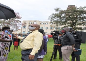 LOP addressing journalists at Makerere University