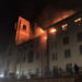 Makerere University Main building burning in flames