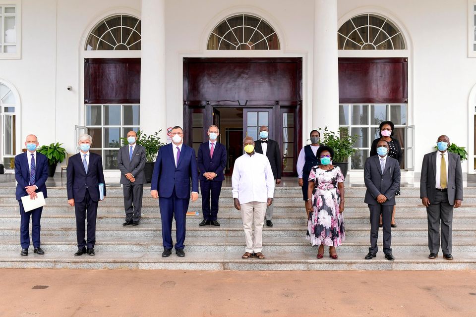 President Museveni with Total officials