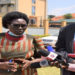 MPs Cecilia Ogwal (L) and Charles Angiro Abacacon addressing journalists after attending Police Disciplinary Court in Naguru, Kampala