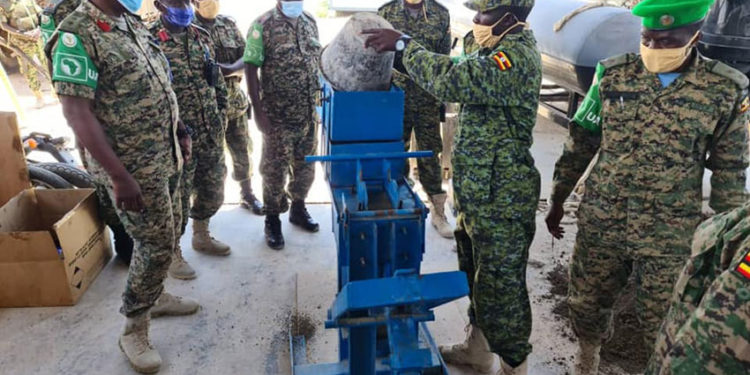 UPDF officer in Somalia fabricates brick making machine