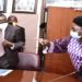 Kadaga (R) with the Finance Minister, Matia Kasaija after the meeting