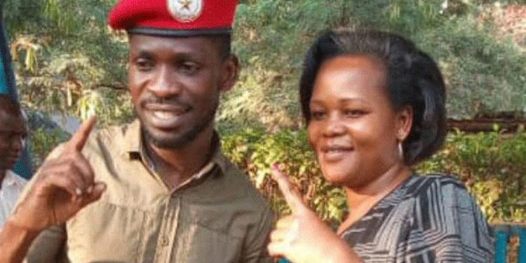 Bobi Wine with NUP's EC boss Mercy Walukamba