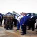 The Speaker (C) and state minister for works, Hon. Peter Lokeris (L), being briefed on the status of the Tirinyi-Pallisa Road works